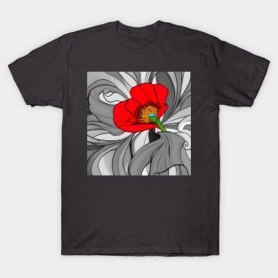 70s Style Red Poppy Flower Digital Abstract (MD23Mrl019b) T-Shirt